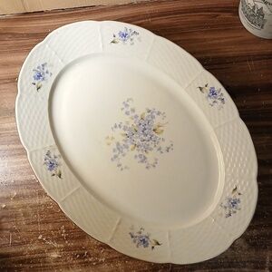 Tk Thun Czec Porcelain Basket Weave Blue Oval Platter